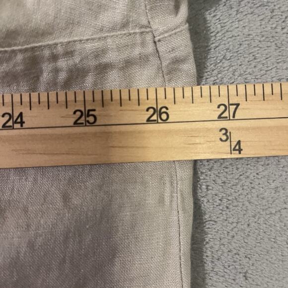 Ali Miles Top Plus Sz 2X Beige Linen Blend Pocket Flowy Lagenlook Stripe Accent - Picture 5 of 8